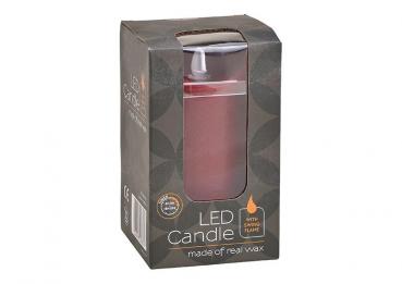 LED Kerze, Flackerlicht, mit Timer aus Wachs Bordeaux (B/H/T) 7,5x15x7,5cm